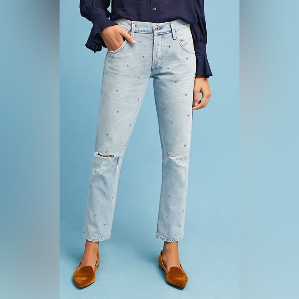 NWT ANTHROPOLOGIE CITIZENS OF HUMANITY Studded Distressed Jeans Size 30